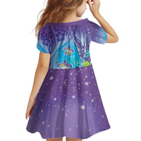 Hawaii Honu Kid Short Sleeve Dress Tropical Flowers Purple Gradient LT05 - Polynesian Pride