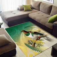 New Zealand Pigeon Kereru Area Rug Maori Fern Art Green Gradient LT05 - Polynesian Pride
