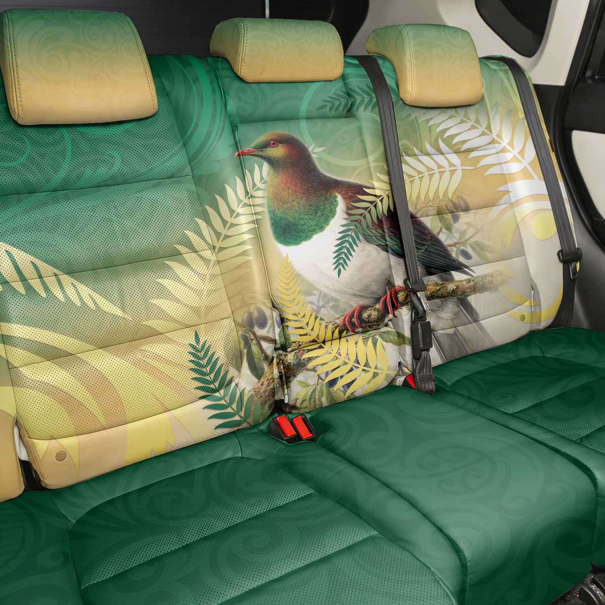 New Zealand Pigeon Kereru Back Car Seat Cover Maori Fern Art Green Gradient LT05 - Polynesian Pride