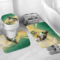 New Zealand Pigeon Kereru Bathroom Set Maori Fern Art Green Gradient LT05 Mat Set Only (3 pcs) One Size Green - Polynesian Pride