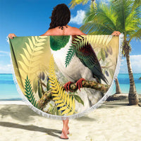 New Zealand Pigeon Kereru Beach Blanket Maori Fern Art Green Gradient LT05 - Polynesian Pride