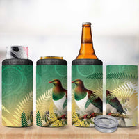 New Zealand Pigeon Kereru 4 in 1 Can Cooler Tumbler Maori Fern Art Green Gradient LT05 - Polynesian Pride
