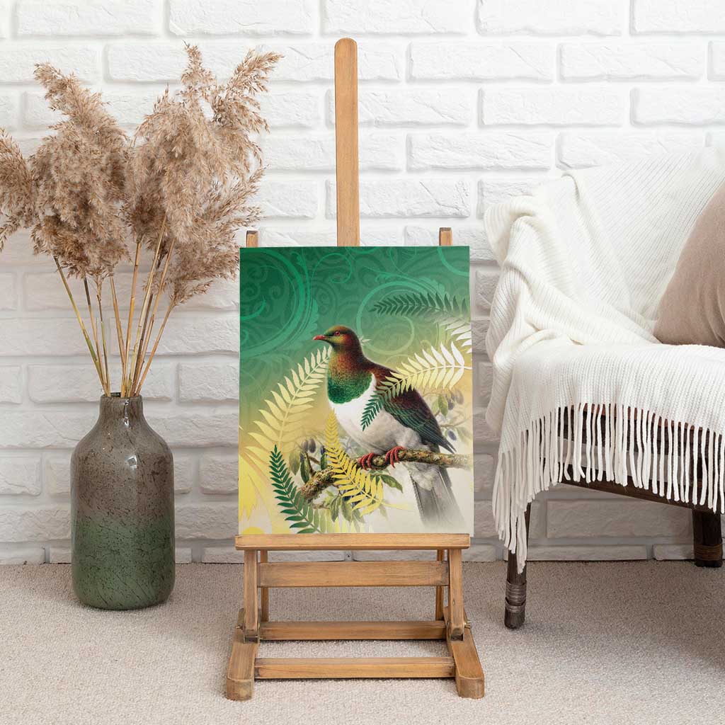 New Zealand Pigeon Kereru Canvas Wall Art Maori Fern Art Green Gradient LT05 - Polynesian Pride