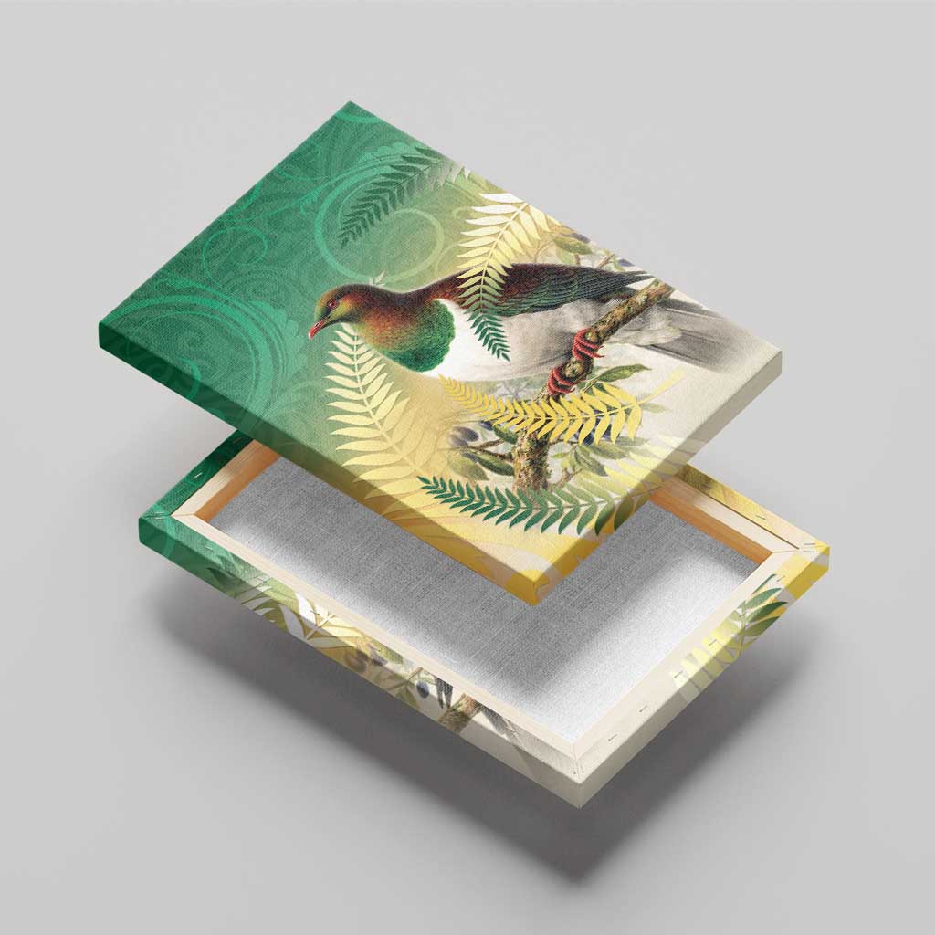 New Zealand Pigeon Kereru Canvas Wall Art Maori Fern Art Green Gradient LT05 - Polynesian Pride