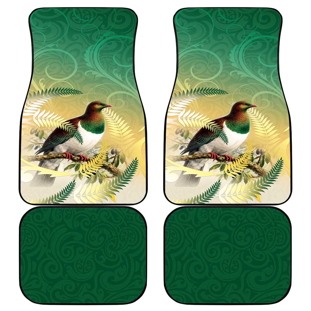 New Zealand Pigeon Kereru Car Mats Maori Fern Art Green Gradient LT05 - Polynesian Pride