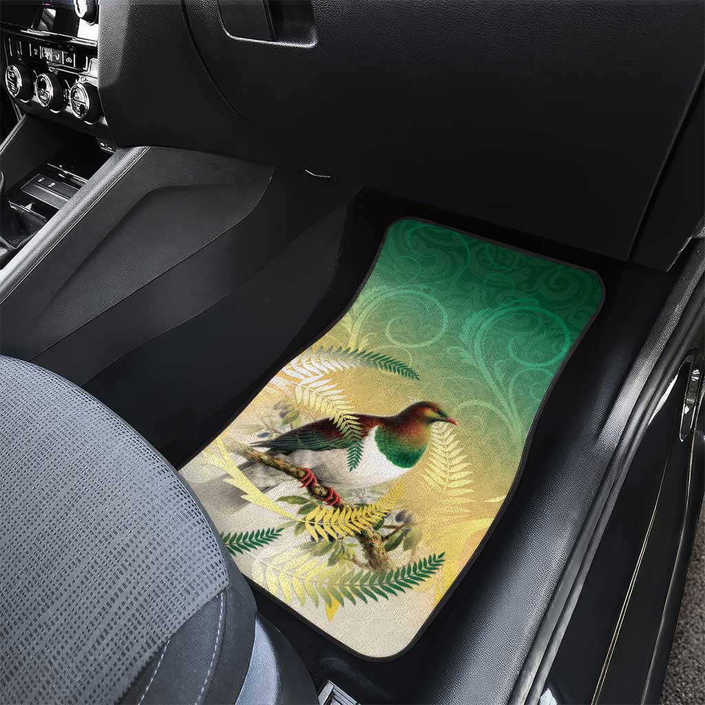 New Zealand Pigeon Kereru Car Mats Maori Fern Art Green Gradient LT05 - Polynesian Pride