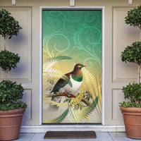 New Zealand Pigeon Kereru Door Cover Maori Fern Art Green Gradient LT05 Green - Polynesian Pride