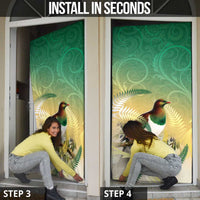 New Zealand Pigeon Kereru Door Cover Maori Fern Art Green Gradient LT05 - Polynesian Pride