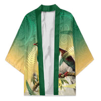 New Zealand Pigeon Kereru Kimono Maori Fern Art Green Gradient LT05 Unisex Green - Polynesian Pride