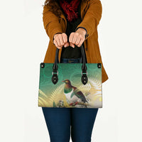 New Zealand Pigeon Kereru Leather Bag Maori Fern Art Green Gradient LT05 - Polynesian Pride