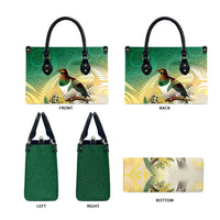 New Zealand Pigeon Kereru Leather Bag Maori Fern Art Green Gradient LT05 - Polynesian Pride
