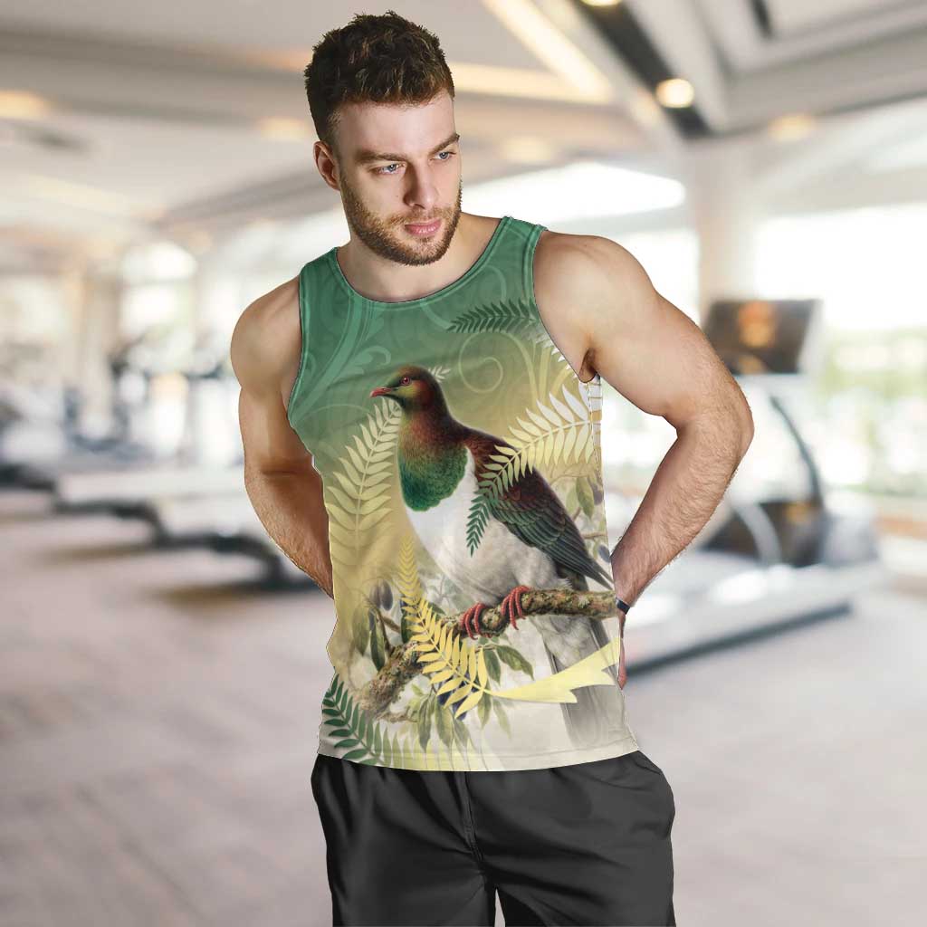 New Zealand Pigeon Kereru Men Tank Top Maori Fern Art Green Gradient - Polynesian Pride