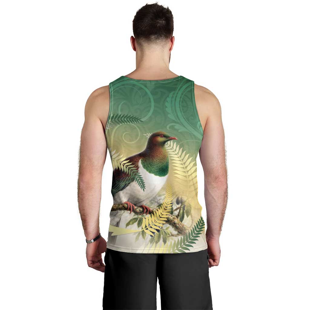 New Zealand Pigeon Kereru Men Tank Top Maori Fern Art Green Gradient LT05 - Polynesian Pride