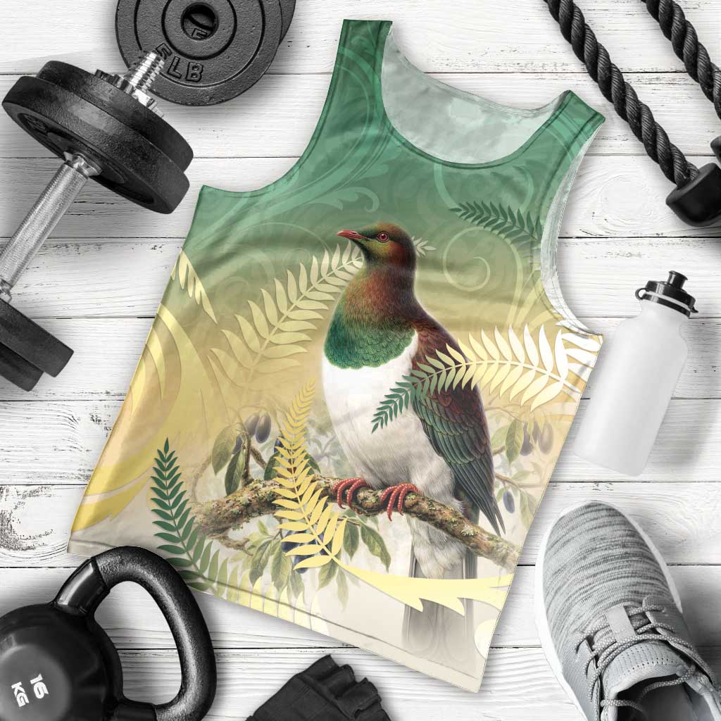 New Zealand Pigeon Kereru Men Tank Top Maori Fern Art Green Gradient LT05 - Polynesian Pride