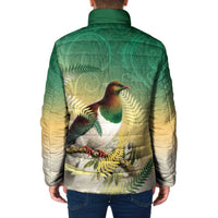 New Zealand Pigeon Kereru Padded Jacket Maori Fern Art Green Gradient LT05 - Polynesian Pride