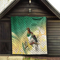 New Zealand Pigeon Kereru Quilt Maori Fern Art Green Gradient LT05 - Polynesian Pride
