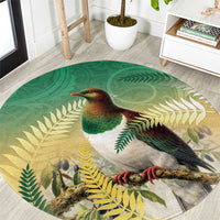 New Zealand Pigeon Kereru Round Carpet Maori Fern Art Green Gradient LT05 Green - Polynesian Pride