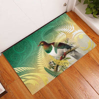 New Zealand Pigeon Kereru Rubber Doormat Maori Fern Art Green Gradient LT05 - Polynesian Pride