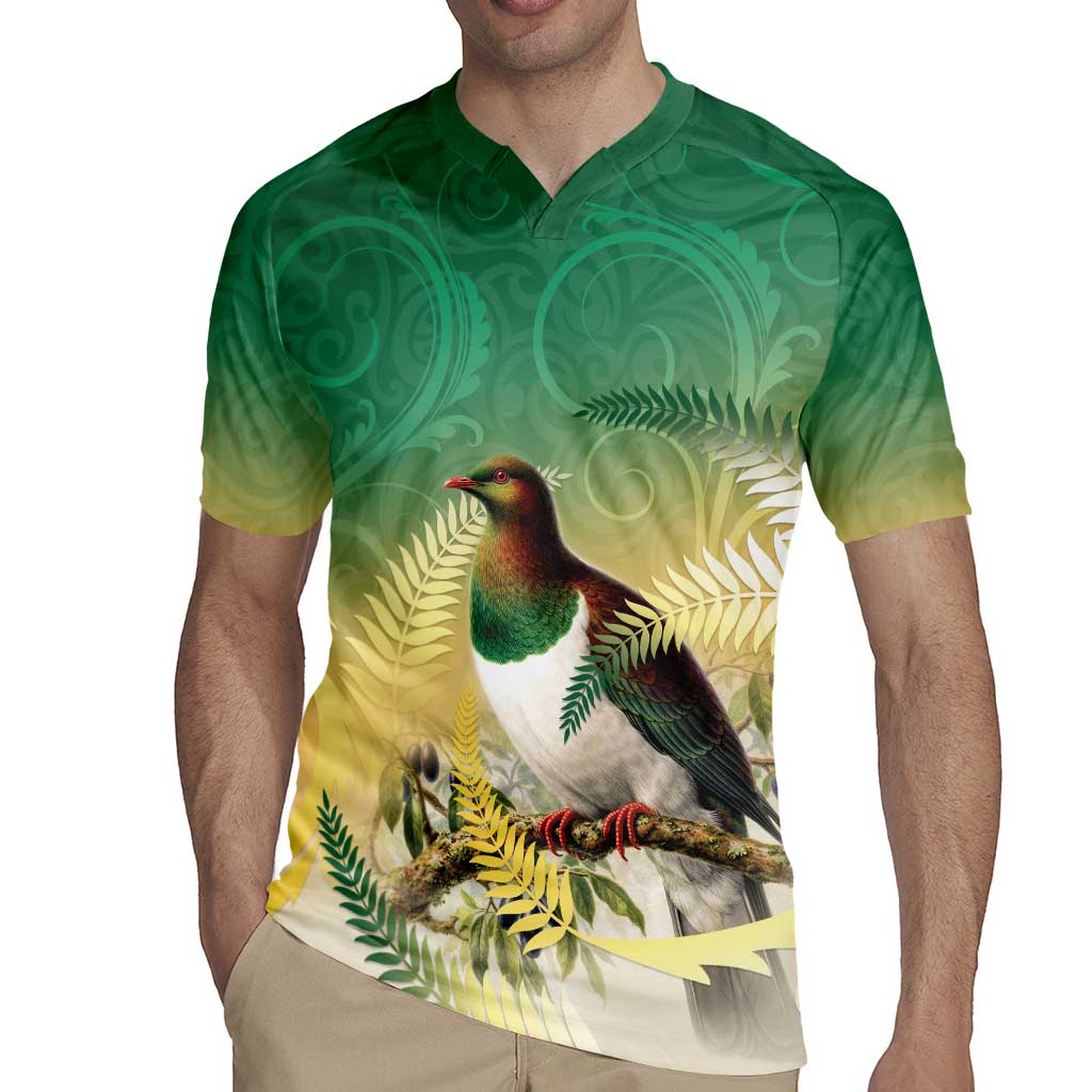 New Zealand Pigeon Kereru Rugby Jersey Maori Fern Art Green Gradient LT05 - Polynesian Pride