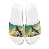 New Zealand Pigeon Kereru Slide Sandals Maori Fern Art Green Gradient LT05 Green - Polynesian Pride