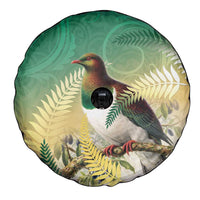 New Zealand Pigeon Kereru Spare Tire Cover Maori Fern Art Green Gradient LT05 - Polynesian Pride