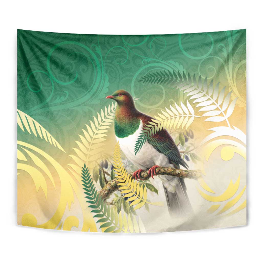 New Zealand Pigeon Kereru Tapestry Maori Fern Art Green Gradient LT05 - Polynesian Pride