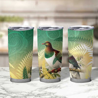 New Zealand Pigeon Kereru Tumbler Cup Maori Fern Art Green Gradient LT05 - Polynesian Pride