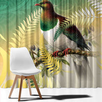 New Zealand Pigeon Kereru Window Curtain Maori Fern Art Green Gradient LT05 - Polynesian Pride