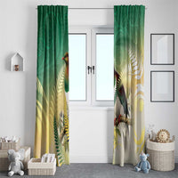 New Zealand Pigeon Kereru Window Curtain Maori Fern Art Green Gradient LT05 - Polynesian Pride