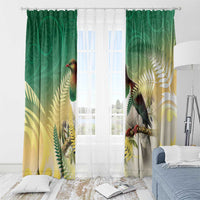 New Zealand Pigeon Kereru Window Curtain Maori Fern Art Green Gradient LT05 - Polynesian Pride