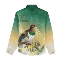 New Zealand Pigeon Kereru Women Casual Shirt Maori Fern Art Green Gradient LT05 - Polynesian Pride
