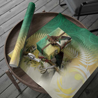 New Zealand Pigeon Kereru Wrapping Paper Maori Fern Art Green Gradient LT05 - Polynesian Pride