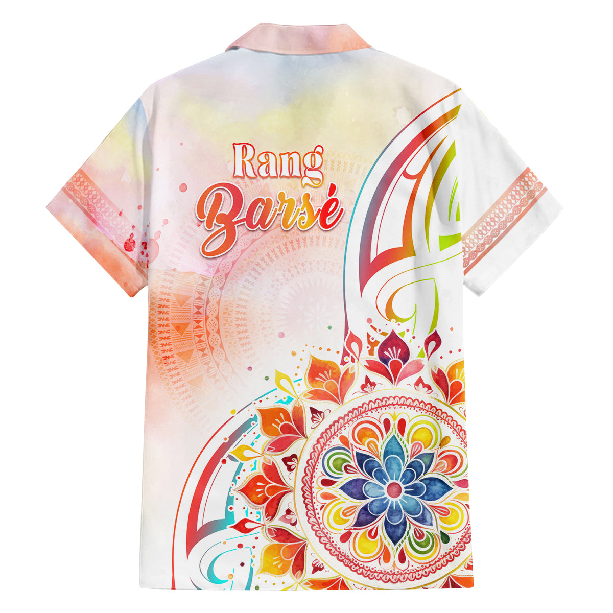 Happy Holi Festival Family Matching Long Sleeve Bodycon Dress and Hawaiian Shirt Rangoli With Polynesian Pattern LT05 - Polynesian Pride