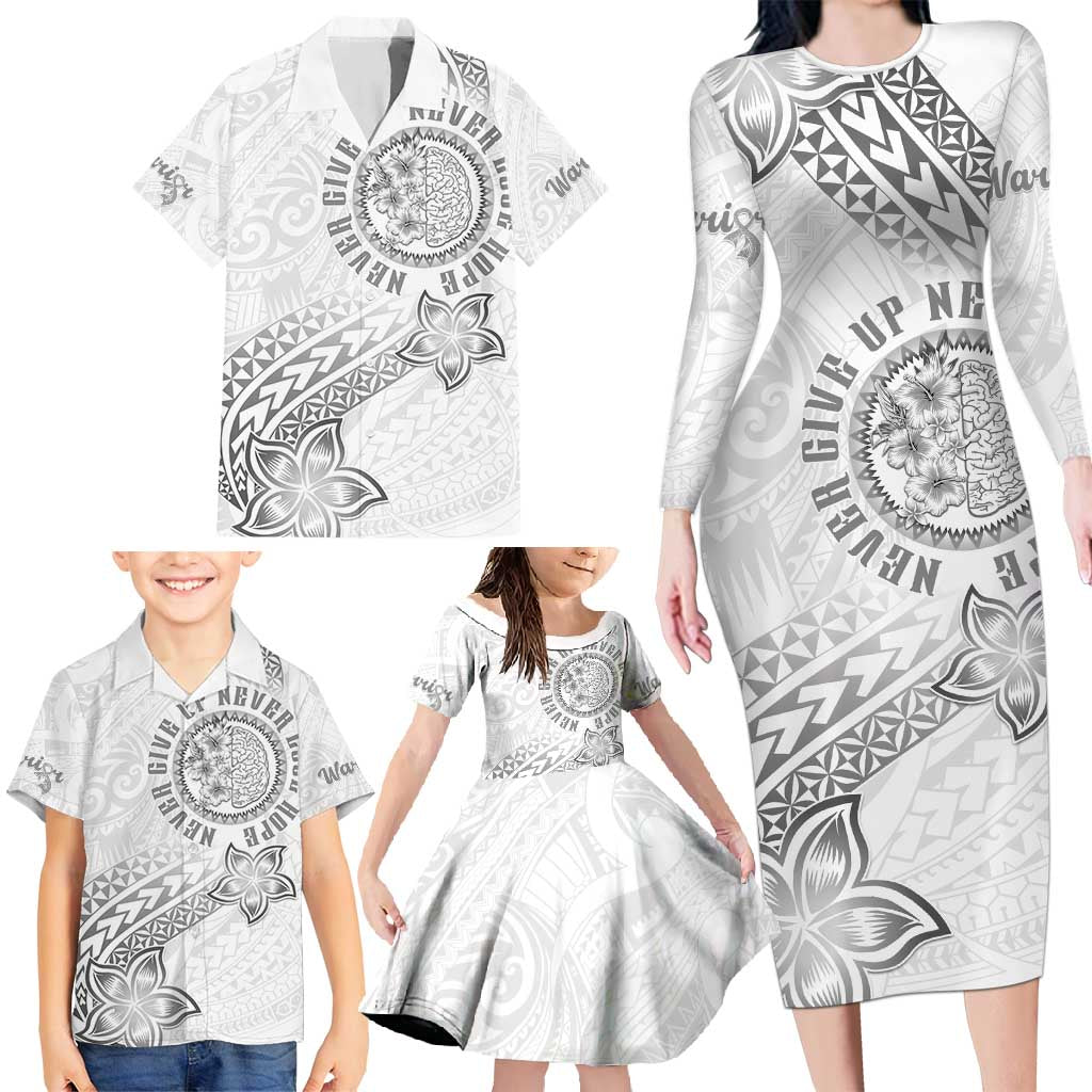 Brain Cancer Warrior Family Matching Long Sleeve Bodycon Dress and Hawaiian Shirt Never Give Up LT05 - Polynesian Pride