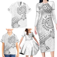 Brain Cancer Warrior Family Matching Long Sleeve Bodycon Dress and Hawaiian Shirt Never Give Up LT05 - Polynesian Pride