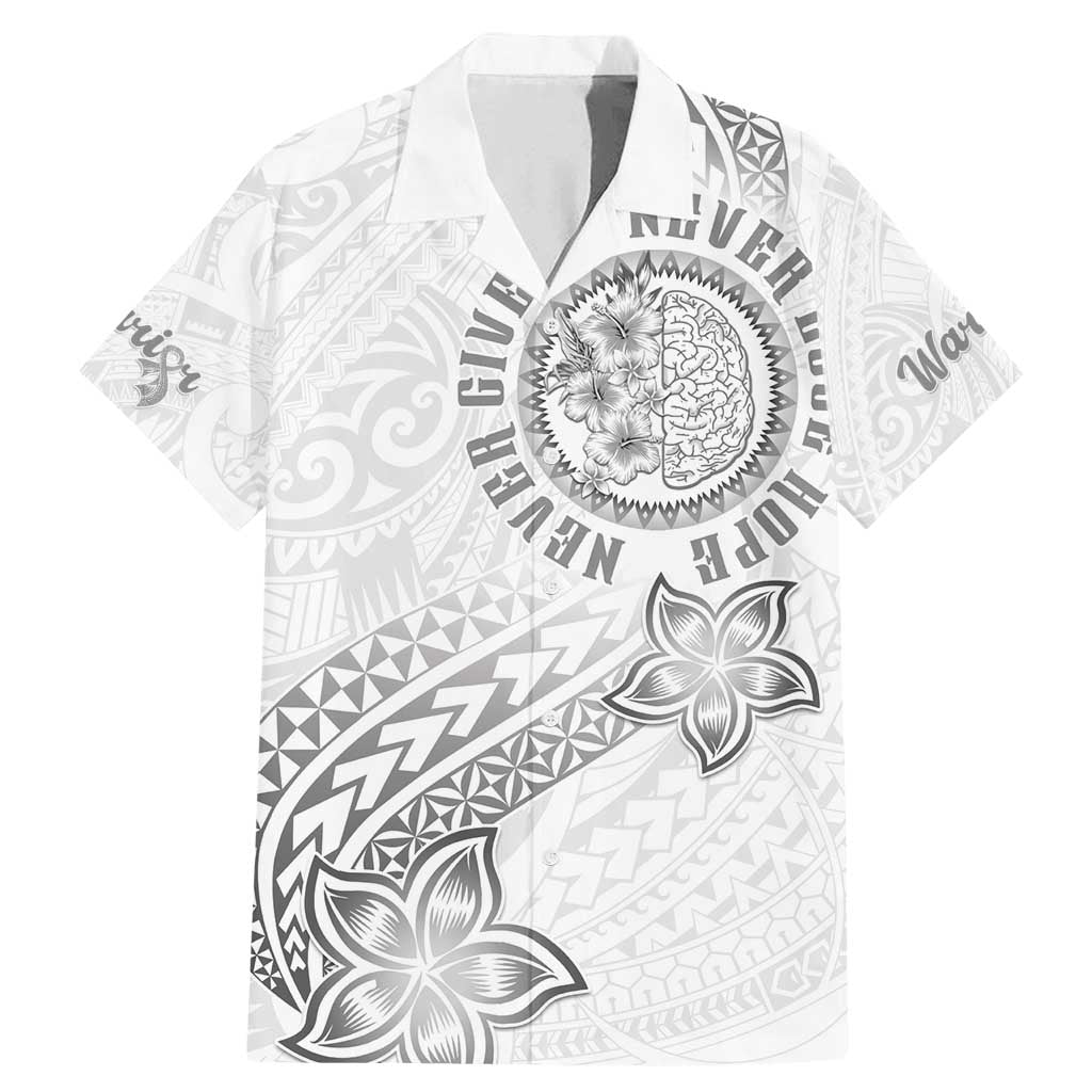 Brain Cancer Warrior Family Matching Mermaid Dress and Hawaiian Shirt Never Give Up LT05 Dad's Shirt - Short Sleeve White - Polynesian Pride