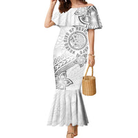 Brain Cancer Warrior Family Matching Mermaid Dress and Hawaiian Shirt Never Give Up LT05 Mom's Dress White - Polynesian Pride