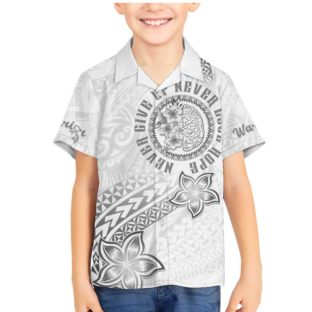 Brain Cancer Warrior Family Matching Mermaid Dress and Hawaiian Shirt Never Give Up LT05 Son's Shirt White - Polynesian Pride