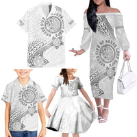 Brain Cancer Warrior Family Matching Off The Shoulder Long Sleeve Dress and Hawaiian Shirt Never Give Up LT05 - Polynesian Pride