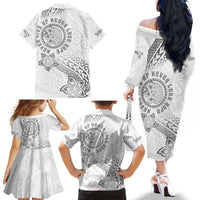 Brain Cancer Warrior Family Matching Off The Shoulder Long Sleeve Dress and Hawaiian Shirt Never Give Up LT05 - Polynesian Pride