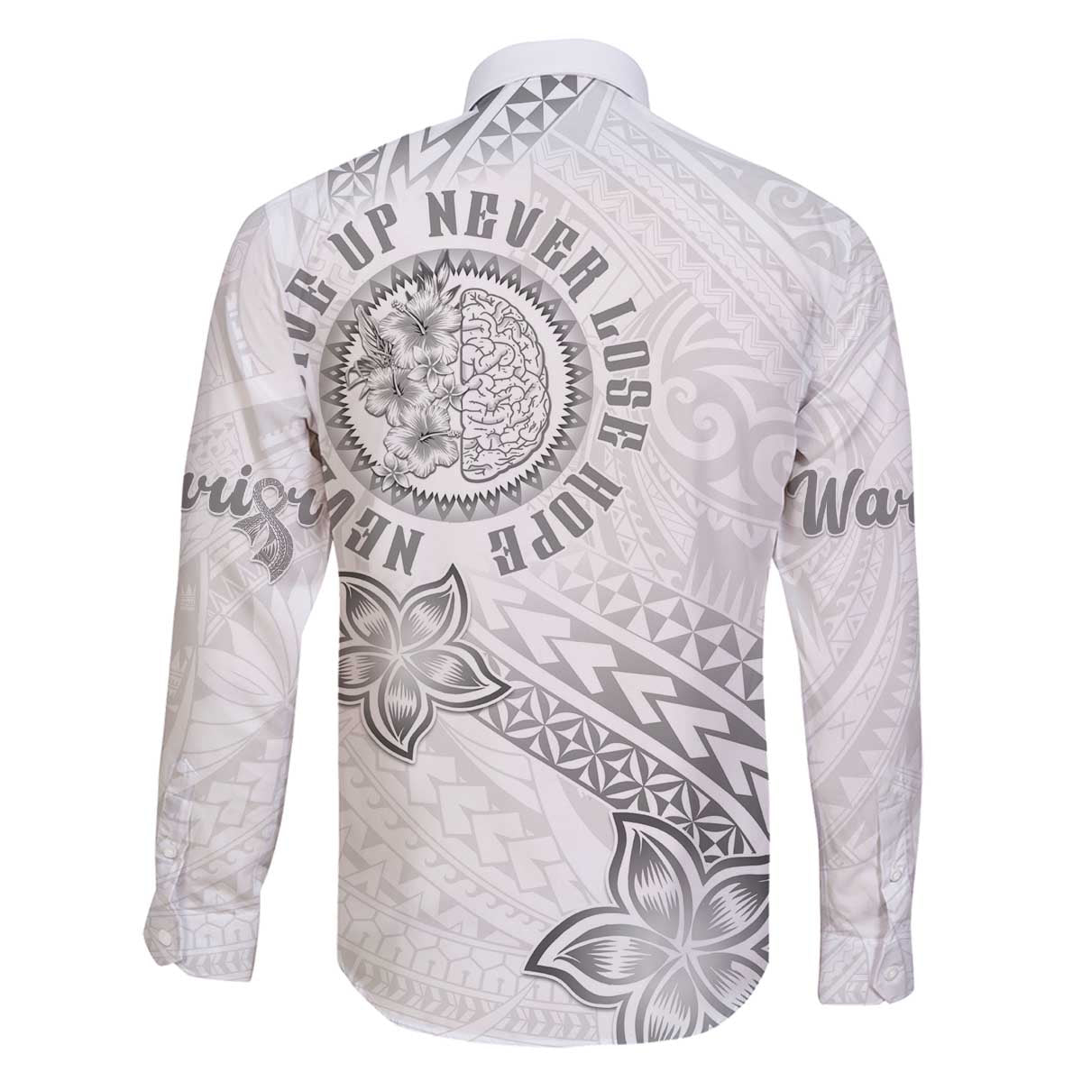 Brain Cancer Warrior Family Matching Off The Shoulder Long Sleeve Dress and Hawaiian Shirt Never Give Up LT05 - Polynesian Pride
