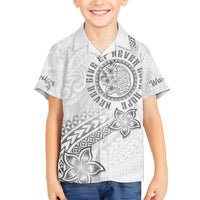 Brain Cancer Warrior Family Matching Off The Shoulder Long Sleeve Dress and Hawaiian Shirt Never Give Up LT05 Son's Shirt White - Polynesian Pride