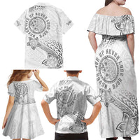Brain Cancer Warrior Family Matching Off Shoulder Maxi Dress and Hawaiian Shirt Never Give Up LT05 - Polynesian Pride
