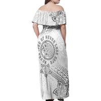 Brain Cancer Warrior Family Matching Off Shoulder Maxi Dress and Hawaiian Shirt Never Give Up LT05 - Polynesian Pride