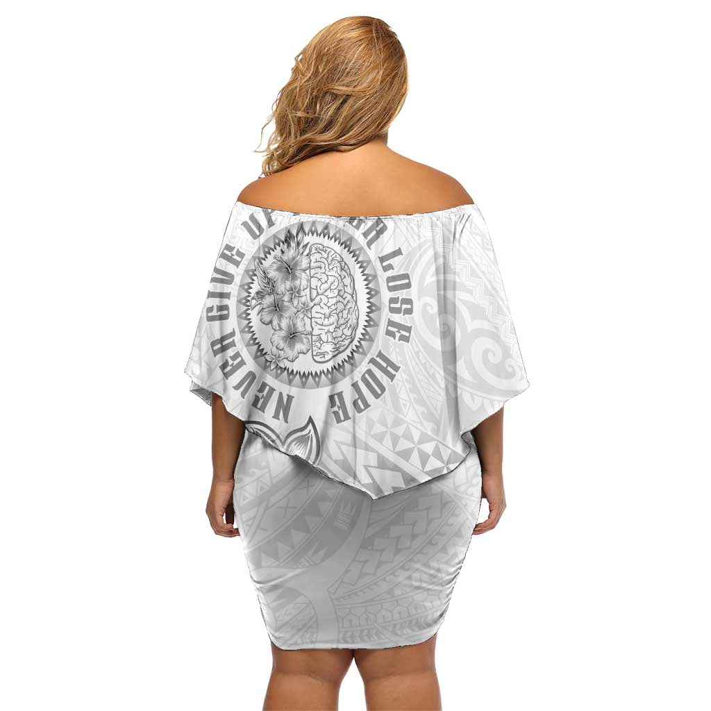 Brain Cancer Warrior Family Matching Off Shoulder Short Dress and Hawaiian Shirt Never Give Up LT05 - Polynesian Pride