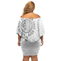 Brain Cancer Warrior Family Matching Off Shoulder Short Dress and Hawaiian Shirt Never Give Up LT05 - Polynesian Pride
