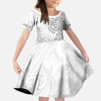Brain Cancer Warrior Family Matching Short Sleeve Bodycon Dress and Hawaiian Shirt Never Give Up LT05 Daughter's Dress White - Polynesian Pride