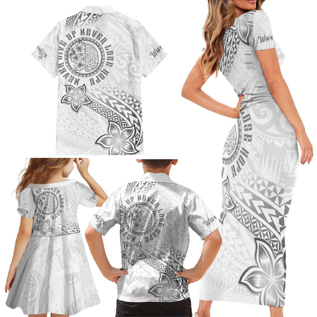 Brain Cancer Warrior Family Matching Short Sleeve Bodycon Dress and Hawaiian Shirt Never Give Up LT05 - Polynesian Pride
