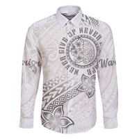 Brain Cancer Warrior Family Matching Short Sleeve Bodycon Dress and Hawaiian Shirt Never Give Up LT05 Dad's Shirt - Long Sleeve White - Polynesian Pride