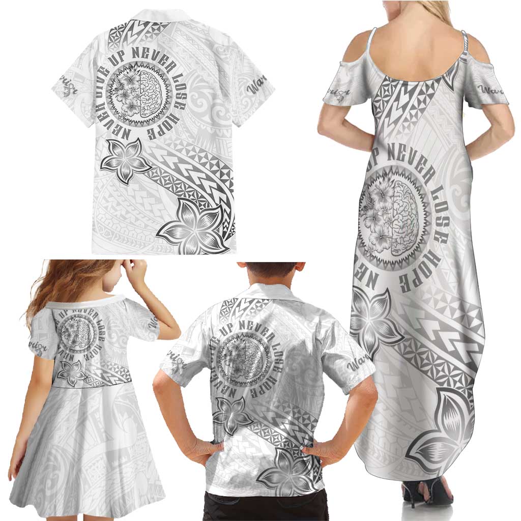 Brain Cancer Warrior Family Matching Summer Maxi Dress and Hawaiian Shirt Never Give Up LT05 - Polynesian Pride
